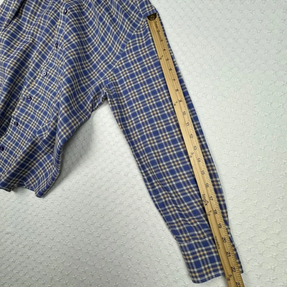 Hagen Carmel CA Plaid Button Up Shirt Preppy Mens M Blue Yellow Office Timeless